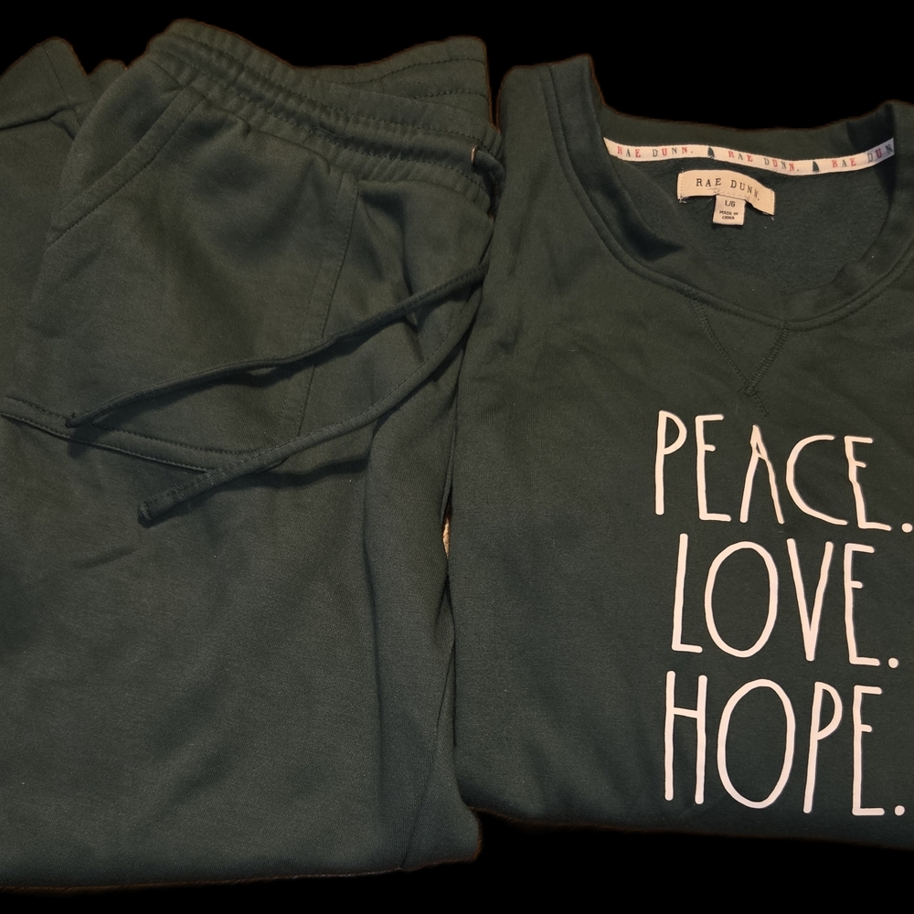 Rae Dunn Green Lounge Set with Inspirational Text